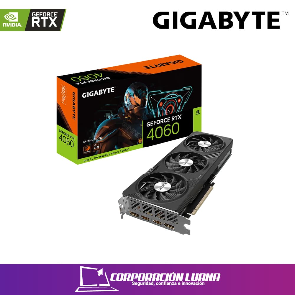 Foto del producto TARJETA DE VIDEO GIGABYTE GEFORCE RTX 4060 8GB GDDR6 128BITS GAMING OC (PN:GV-N4060 GAMING OC-8GD)