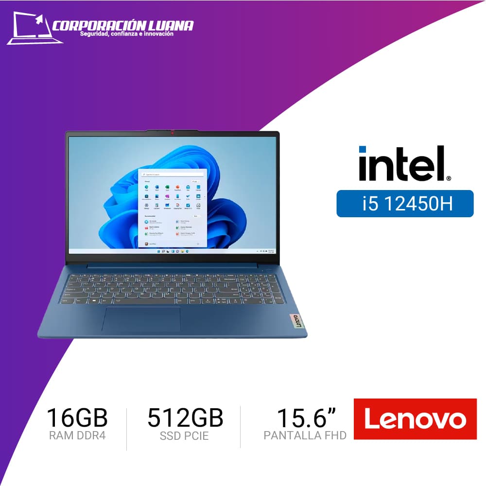 Foto del producto LAPTOP LENOVO IDEAPAD SLIM 3 15IAH8 INTEL CORE I5 12450H RAM 16GB DISCO 512GB SSD 15.6" FHD ABYSS_BLUE  FREEDOS