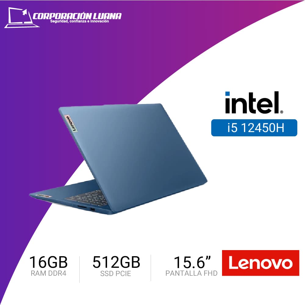 Imagen de LAPTOP LENOVO IDEAPAD SLIM 3 15IAH8 INTEL CORE I5 12450H RAM 16GB DISCO 512GB SSD 15.6" FHD ABYSS_BLUE  FREEDOS