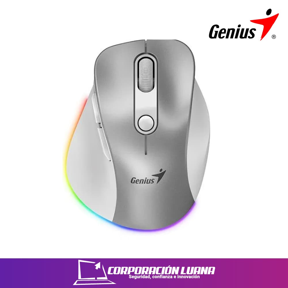 Imagen de MOUSE INALAMBRICO GENIUS ERGO 9000S PRO ( 31030039400 ) DUAL RECARGABLE WIRELESS - BT |  BLANCO | SILENT RGB