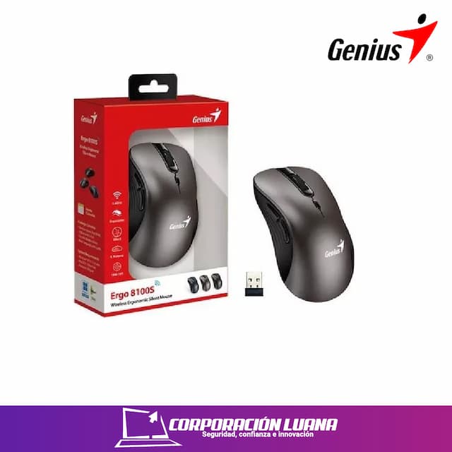 MOUSE INALAMBRICO GENIUS ERGO 8100S PRO AI ( 31030040404 ) WIRELESS | RECARGABLE | GRIS