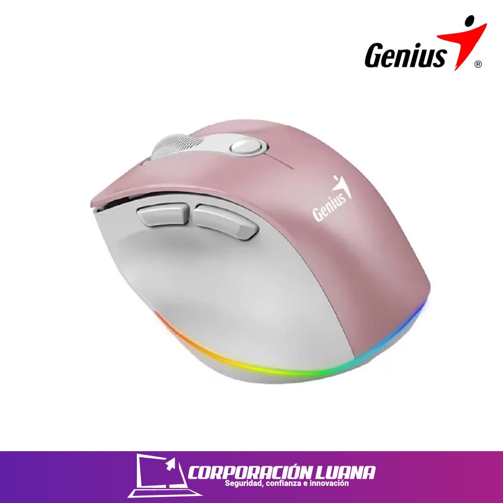 Imagen de MOUSE INALAMBRICO GENIUS ERGO 9000S PRO ( 31030039403 ) DUAL RECARGABLE WIRELESS - BT | ROSADO | SILENT RGB