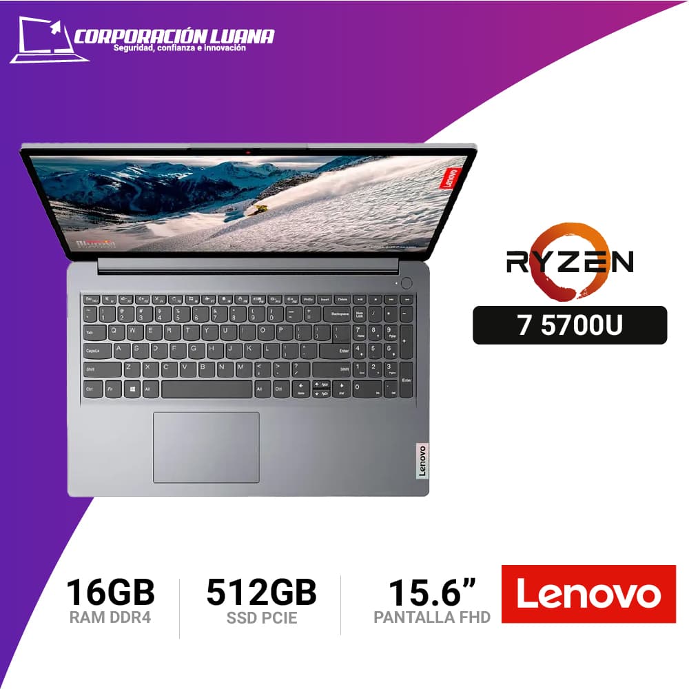 Imagen de LAPTOP LENOVO IDEAPAD 1 RYZEN 7 5700U ( 15ALC7 ) RAM 16GB | SSD 512GB | 15.6" FHD | FREE OS