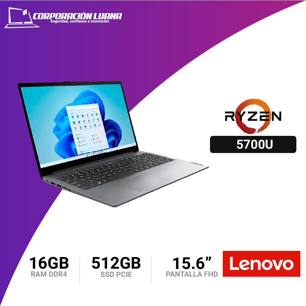 Imagen de LAPTOP LENOVO IDEAPAD 1 RYZEN 7 5700U ( 15ALC7 ) RAM 16GB | SSD 512GB | 15.6" FHD | FREE OS