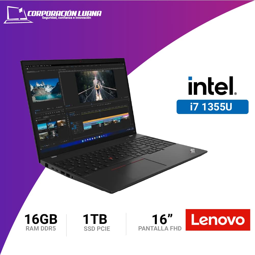 Imagen de LAPTOP LENOVO THINKPAD T16 CORE I7-1355U ( 21HJ000VLM ) DDR5 5200 | SSD 1TB WINDOWS 11 PRO
