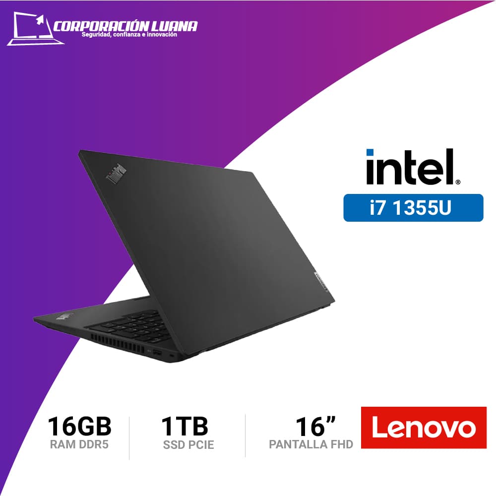Imagen de LAPTOP LENOVO THINKPAD T16 CORE I7-1355U ( 21HJ000VLM ) DDR5 5200 | SSD 1TB WINDOWS 11 PRO