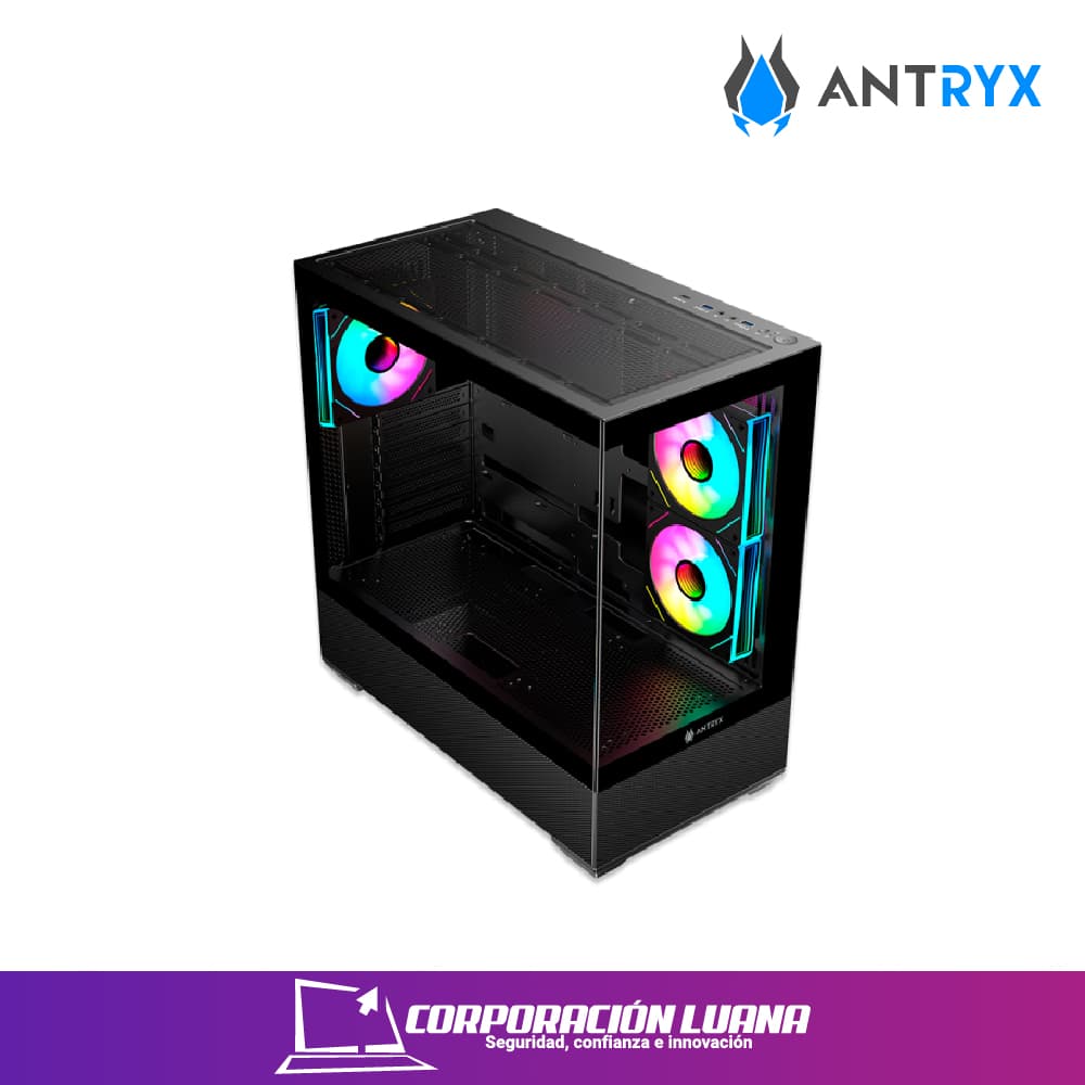 Imagen de CASE ANTRYX FX 740 ( AC-FX740K ) S/FUENTE | NEGRO | FAN X3 ARGB | USB TIPO C