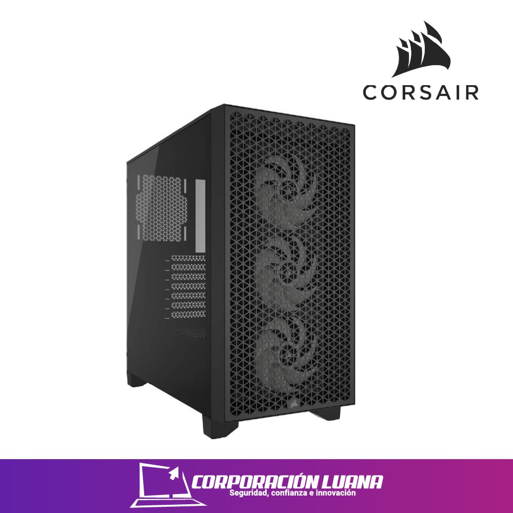 Imagen de CASE CORSAIR 3000D RGB AIRFLOW ( CC-9011255-WW ) S/FUENTE | 3X FAN RGB | MID TOWER | NEGRO