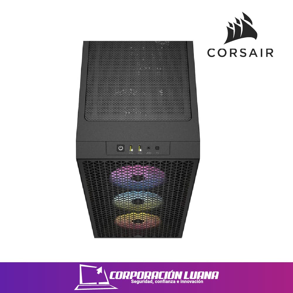 Imagen de CASE CORSAIR 3000D RGB AIRFLOW ( CC-9011255-WW ) S/FUENTE | 3X FAN RGB | MID TOWER | NEGRO