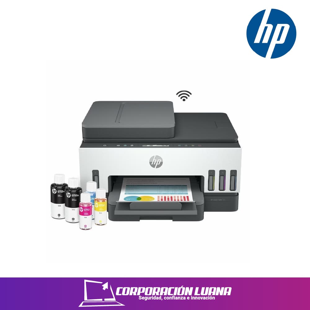 Foto del producto IMPRESORA MULTIFUNCIONAL HP SMART TANK 750 TINTA CONTINUA, COLOR, WI-FI, SMART APP, DÚPLEX, ADF ALIMENTADOR AUTOMÁTICO (6UU47A)