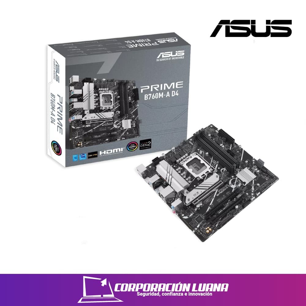 Foto del producto MOTHERBOARD  ASUS PRIME B760M-A D4 DDR4 LGA 1700 V/S/L (PN:90MB1D00-M1EAY0)