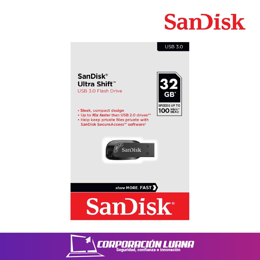 Foto del producto MEMORIA USB  SANDISK ULTRA SHIFT/ 32GB / USB 3.0 / Z410 100MB