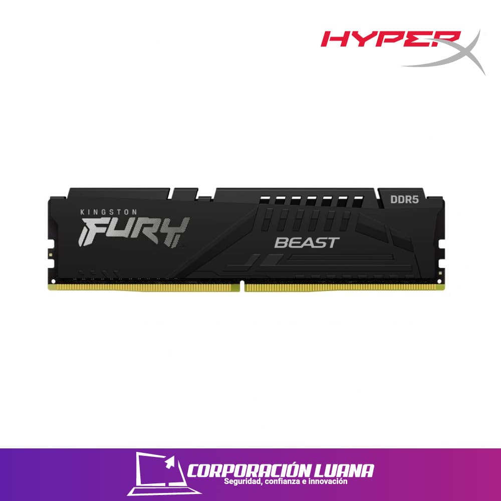 Imagen de MEMORIA RAM HYPERX FURY BEAST 32GB 6000 MTS ( KF56C40BB-32 ) DDR5 | XMP | NEGRA | CL40 DIMM