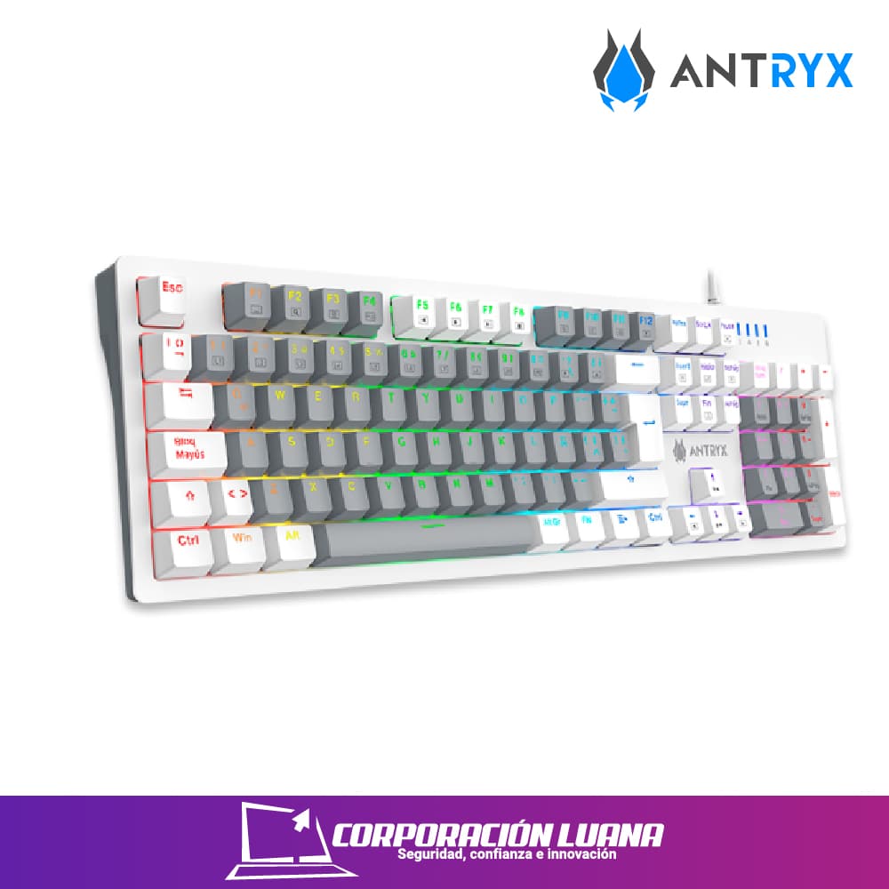Foto del producto TECLADO MECANICO ANTRYX ML860L BLANCO | GRIS ( AMK-CS860LWGPU ) SWITCH PURPURA
