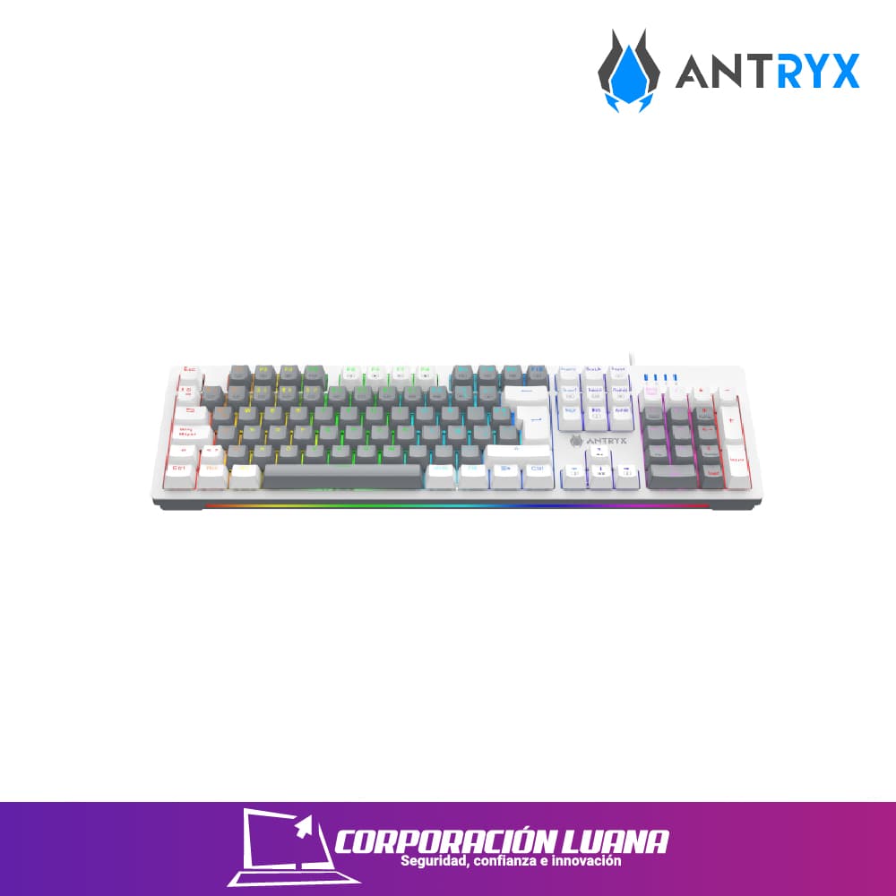 Imagen de TECLADO MECANICO ANTRYX ML860L BLANCO | GRIS ( AMK-CS860LWGPU ) SWITCH PURPURA