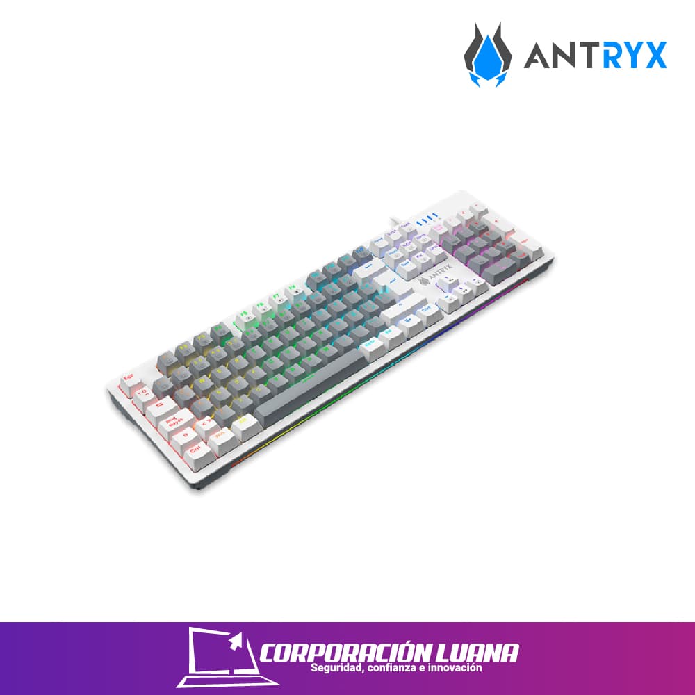 Imagen de TECLADO MECANICO ANTRYX ML860L BLANCO | GRIS ( AMK-CS860LWGPU ) SWITCH PURPURA