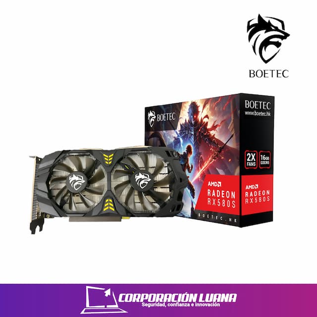 TARJETA DE VIDEO BOETEC RADEON RX 580S | 16GB GDDR5 | 256 BIT | DUAL FAN