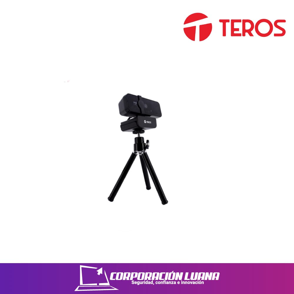 Foto del producto CAMARA WEBCAM TEROS TE-9072, 2K, MICRÓFONO INCORPORADO, USB 2.0 30 FPS INCLUYE TRÍPODE