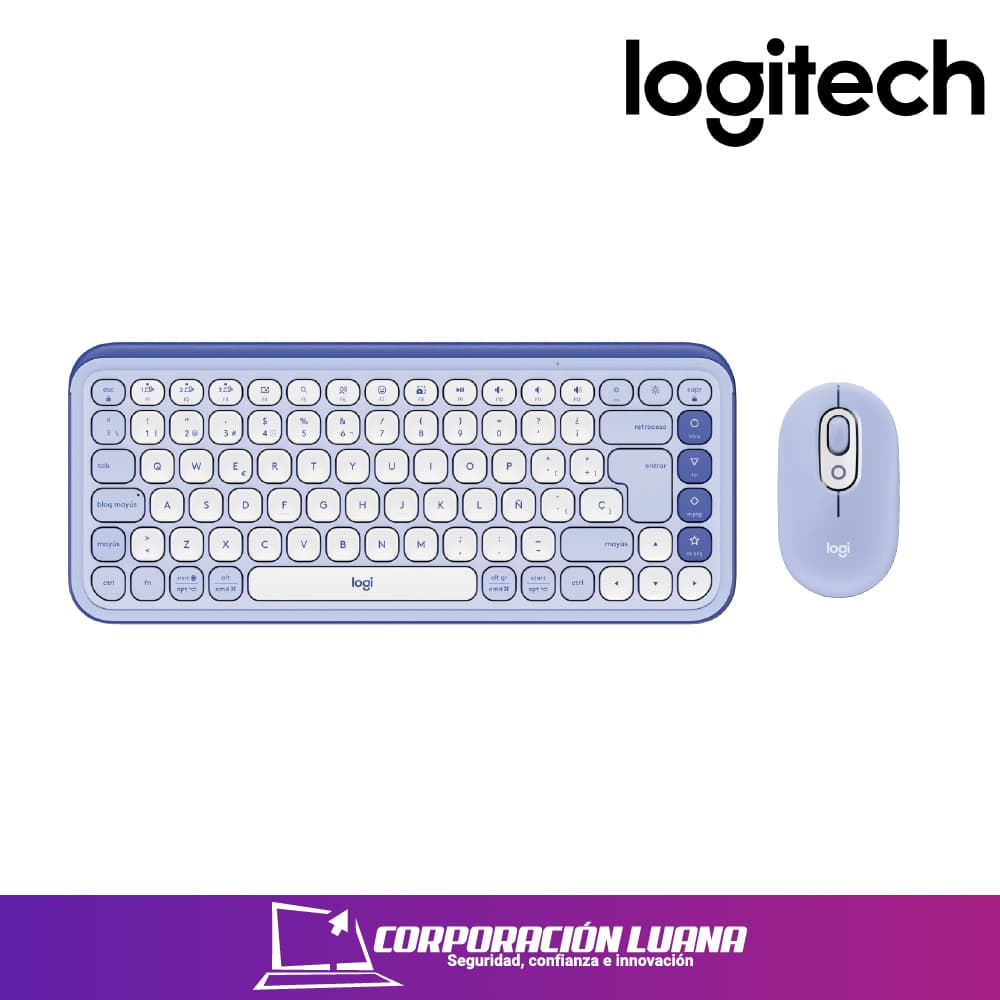 Imagen de COMBO LOGITECH TECLADO Y MOUSE POP ICON  ( 920-013054 ) LILA | COPILOT | INALAMBRICO - BT