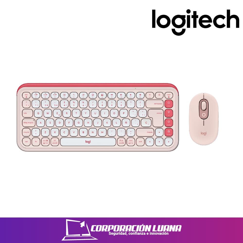 Imagen de COMBO LOGITECH TECLADO Y MOUSE POP ICON  ( 920-013053 ) ROSADO | COPILOT | INALAMBRICO - BT