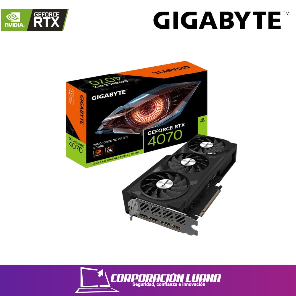 TARJETA DE VIDEO GIGABYTE RTX 4070 SUPER WINDFORCE ( GV-N407SWF3OC-12GD ) 12GB - GDDR6X | X3 FAN | DLSS | X3 DP - HDMI