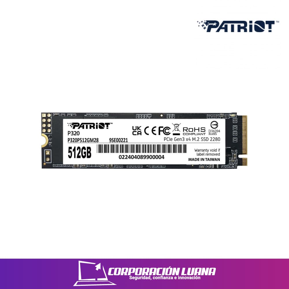 Foto del producto SSD PATRIOT P320 NVME M.2 512GB ( P320P480GM28 ) GEN 3X4