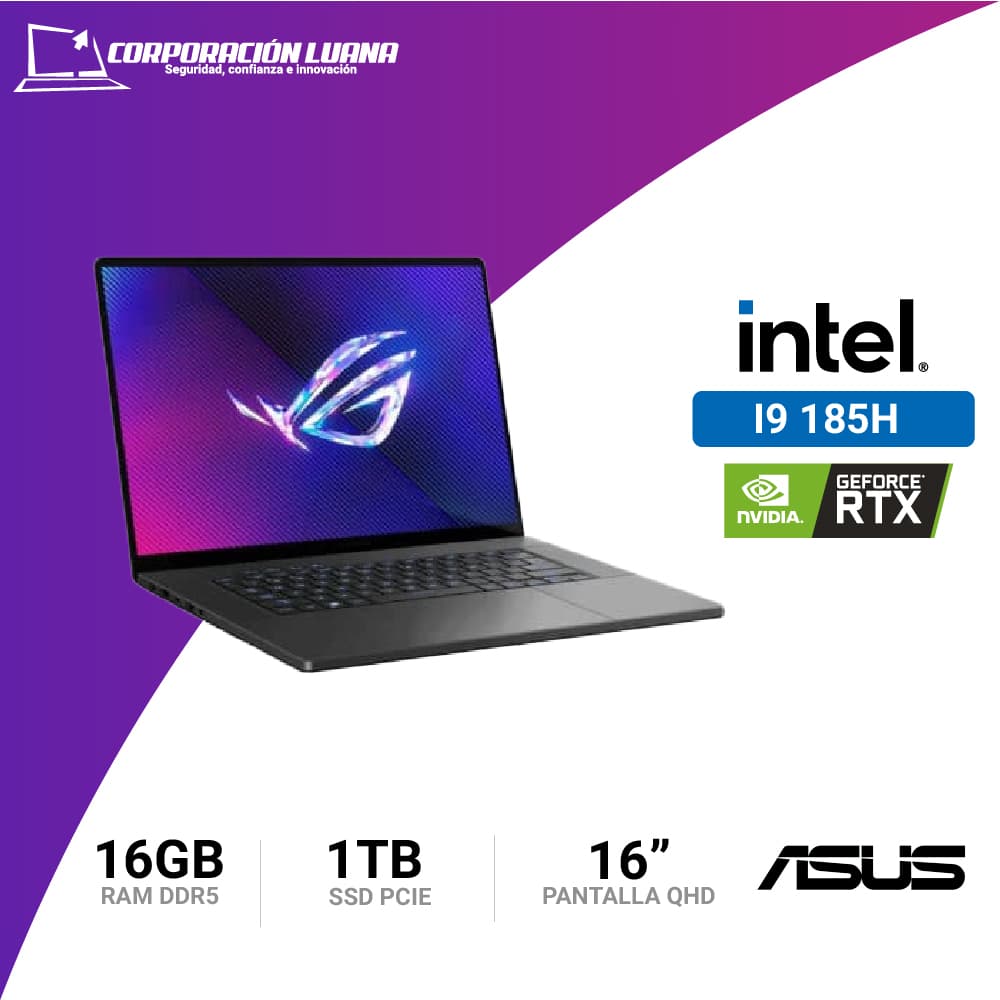 Foto del producto LAPTOP ASUS ROG STRIX ZEPHYRUZ GU606M INTEL CORE ULTRA 9 185H ( GU605M ) RAM 16GB DDR5 | SSD 1TB |  16" WQXGA | WIFI 6E | WINDOWS 11