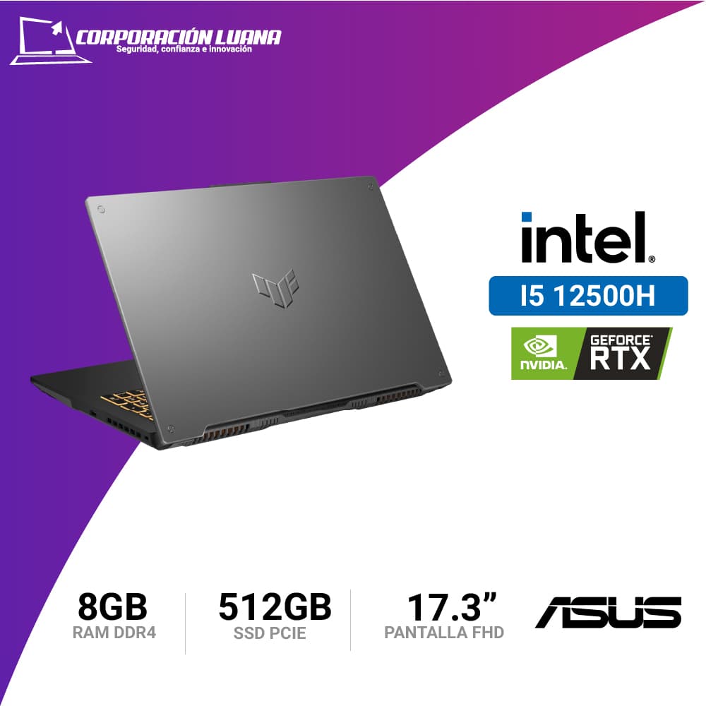 Imagen de LAPTOP ASUS TUF GAMING F17 INTEL I5 12500H ( FX707ZC4-HX039 ) RAM 8GB DDR4 | SSD 512GB | RTX 3050 4GB | 17.3 HDP IPS 144HZ | MECHA GRAY
