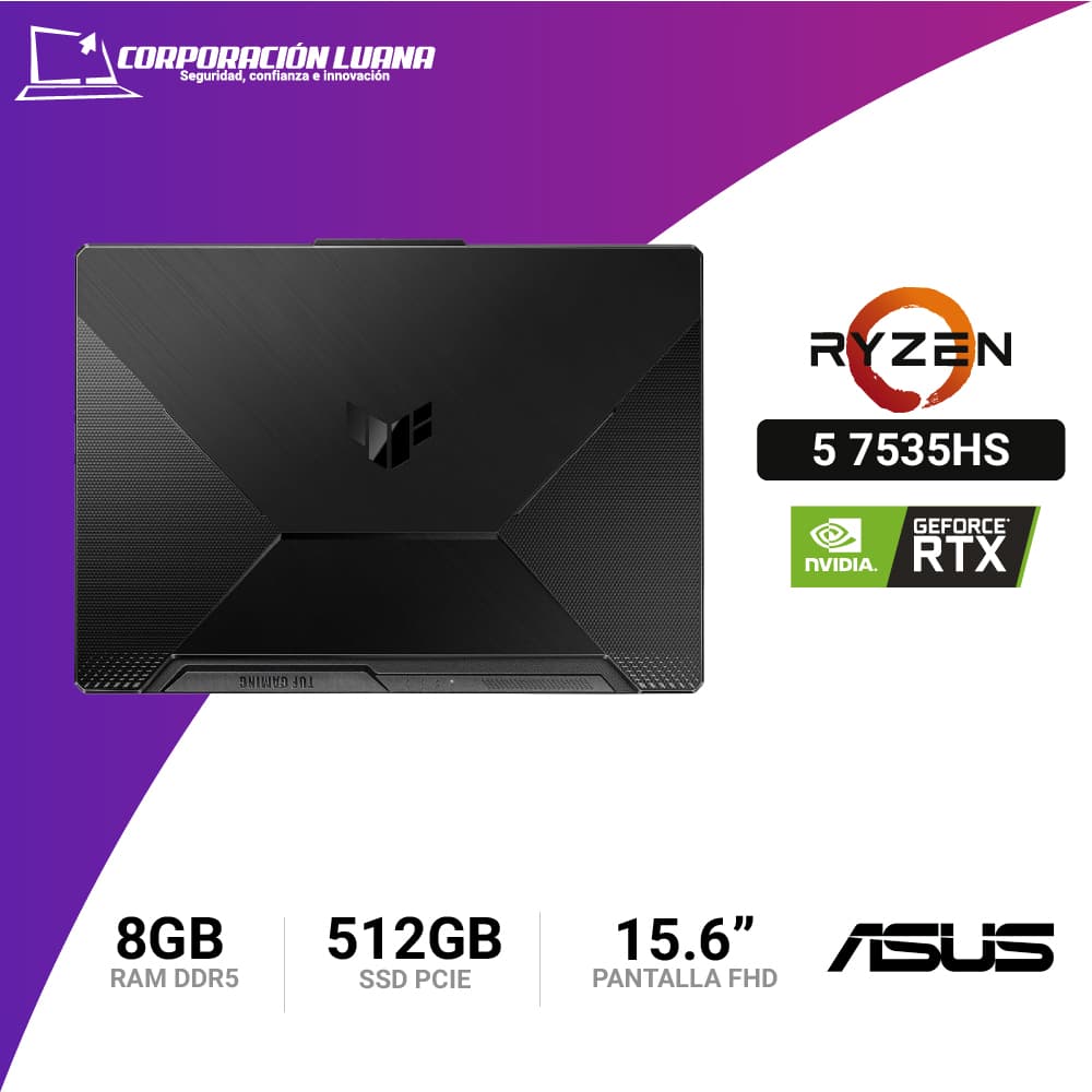 Imagen de LAPTOP ASUS TUF GAMING RYZEN 5 7535HS A15 ( FA506N-HN005W ) RAM 8GB DDR5 | SSD 512GB | RTX 2050 4GB | 15.6" FHD | WINDOWS 11 | COLOR GRAFITO