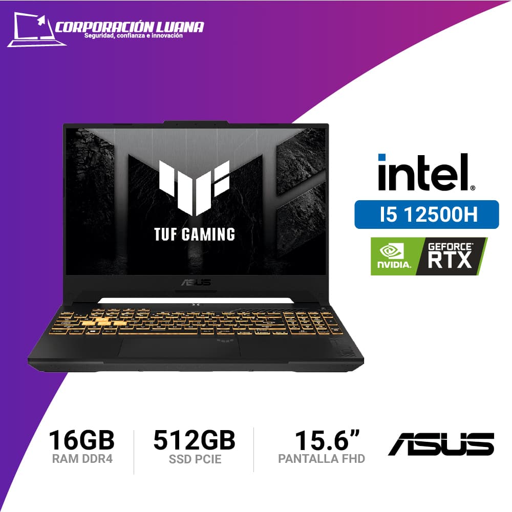 Imagen de LAPTOP ASUS TUF GAMING INTEL I5 12500H F15 ( FX507Z ) RAM 8GB DDR4 | SSD 512GB | 15.6" FHD | RTX 3050 4GB | FREE OS