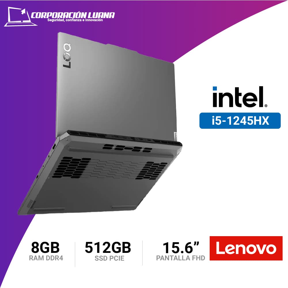 Imagen de LAPTOP LENOVO INTEL I5 1245HX ( LOQ 15IAX9 ) RAM 8GB DDR5 | SSD 512GB | RTX 3050 | 15.6" FHD | FREE OS | LUNA GREY