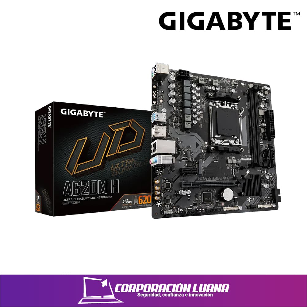 Foto del producto MOTHERBOARD GIGABYTE A620M H (REV. 1.0) CHIPSET AMD A620, SOCKET AM5, MICRO ATX
