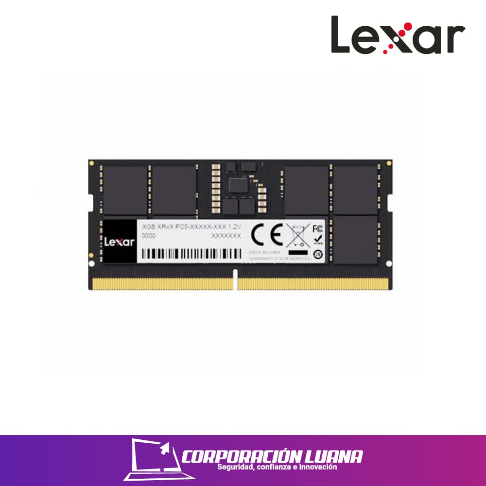 Imagen de MEMORIA SODIM LEXAR (1X16GB) 16GB DDR5-5600 SODIMM CL46 LAPTOP MEMORY - 843367132454 (LD5S16G56C46ST-BGS)
