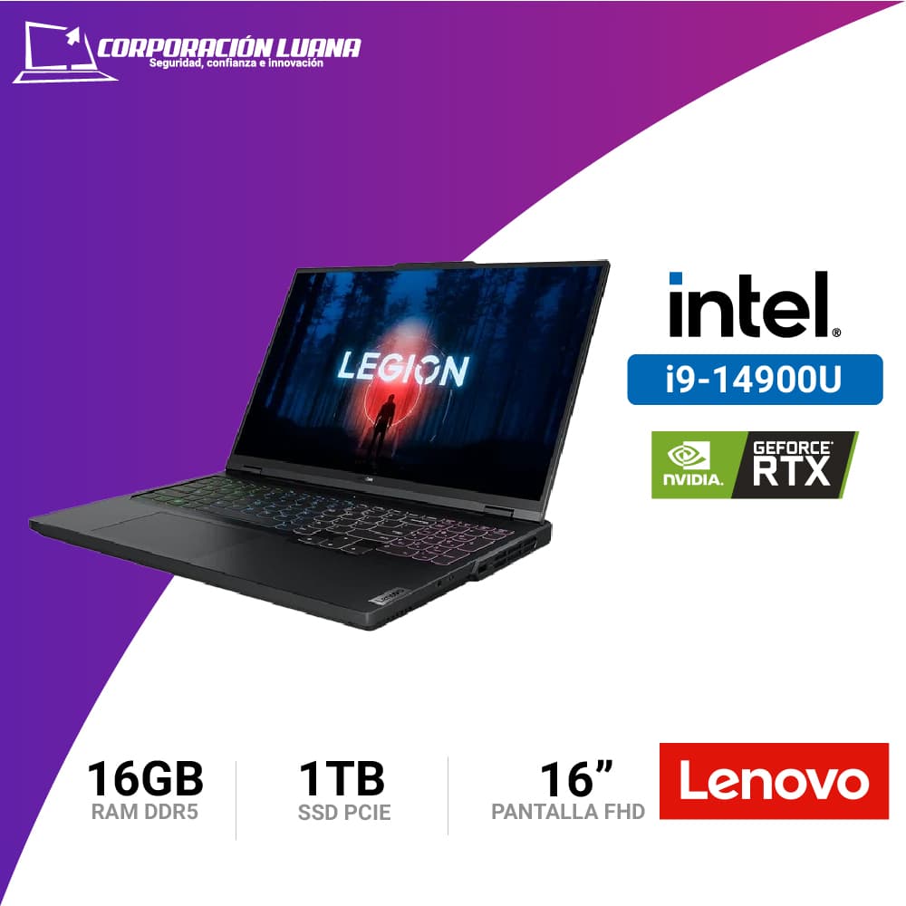 Imagen de LAPTOP LENOVO LEGION PRO 5 INTEL CORE I9 14900HX ( 16IRX9-CI9-16GB-1TB-V8GB-W1 ) RAM 16GB DDR5 | SSD 1TB | RTX 4060 8GB | 16" WQXGA | WINDOWS 11