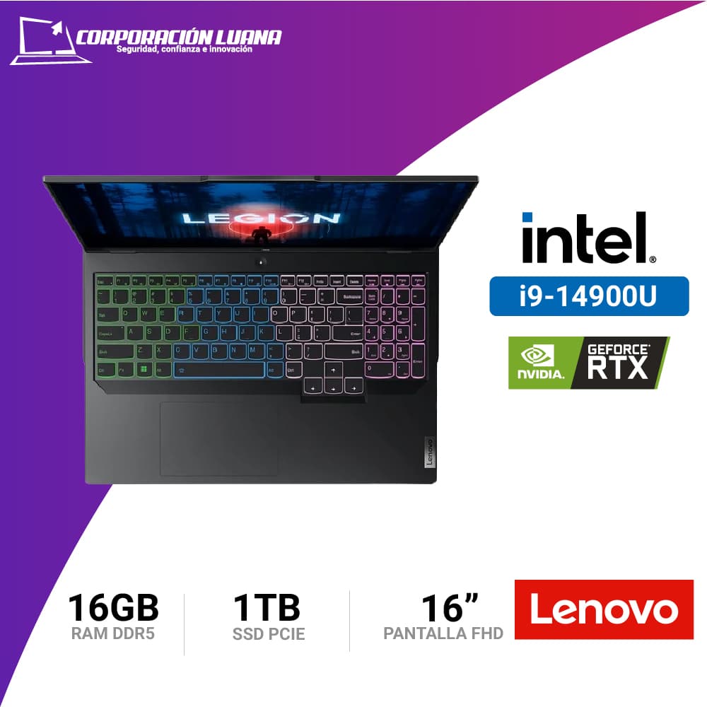 Imagen de LAPTOP LENOVO LEGION PRO 5 INTEL CORE I9 14900HX ( 16IRX9-CI9-16GB-1TB-V8GB-W1 ) RAM 16GB DDR5 | SSD 1TB | RTX 4060 8GB | 16" WQXGA | WINDOWS 11