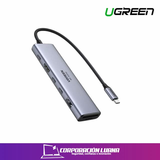 UGREEN ( 45521 ) 7 IN1USB-CTOHDMI+2XUSB-C3.2+1XUSB-A3.2+SD/TF+PDCONVER