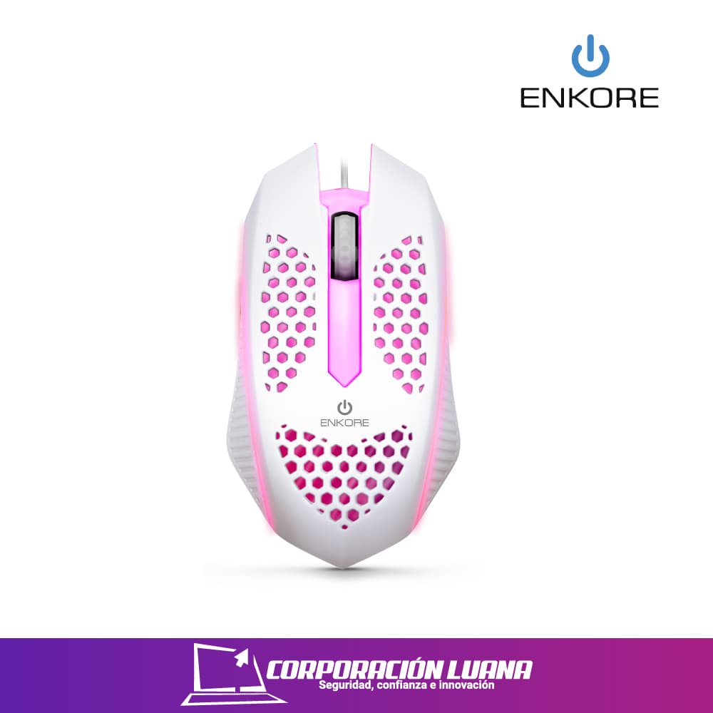 Foto del producto MOUSE GAMER ENKORE LEVITRON ( EKM 107 ) ULTRA LIGERO | 1000 DPI | BLANCO | LED RGB
