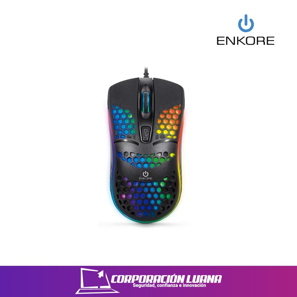 Foto del producto MOUSE GAMER ENKORE GEOX ( EKM 121 ) 1600 DPI | ULTRA LIGERO | NEGRO | LED RGB