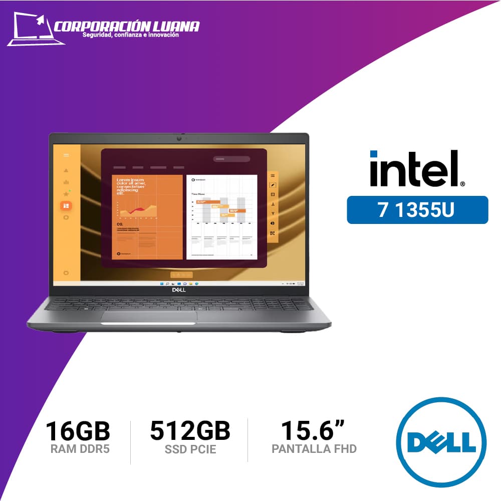 Imagen de LAPTOP DELL LATITUDE CORE I7 13155U ( 5000 5550 ) RAM 16GB DDR5 | SSD 512GB | 15.6" FHD | WINDOWS 11 PRO