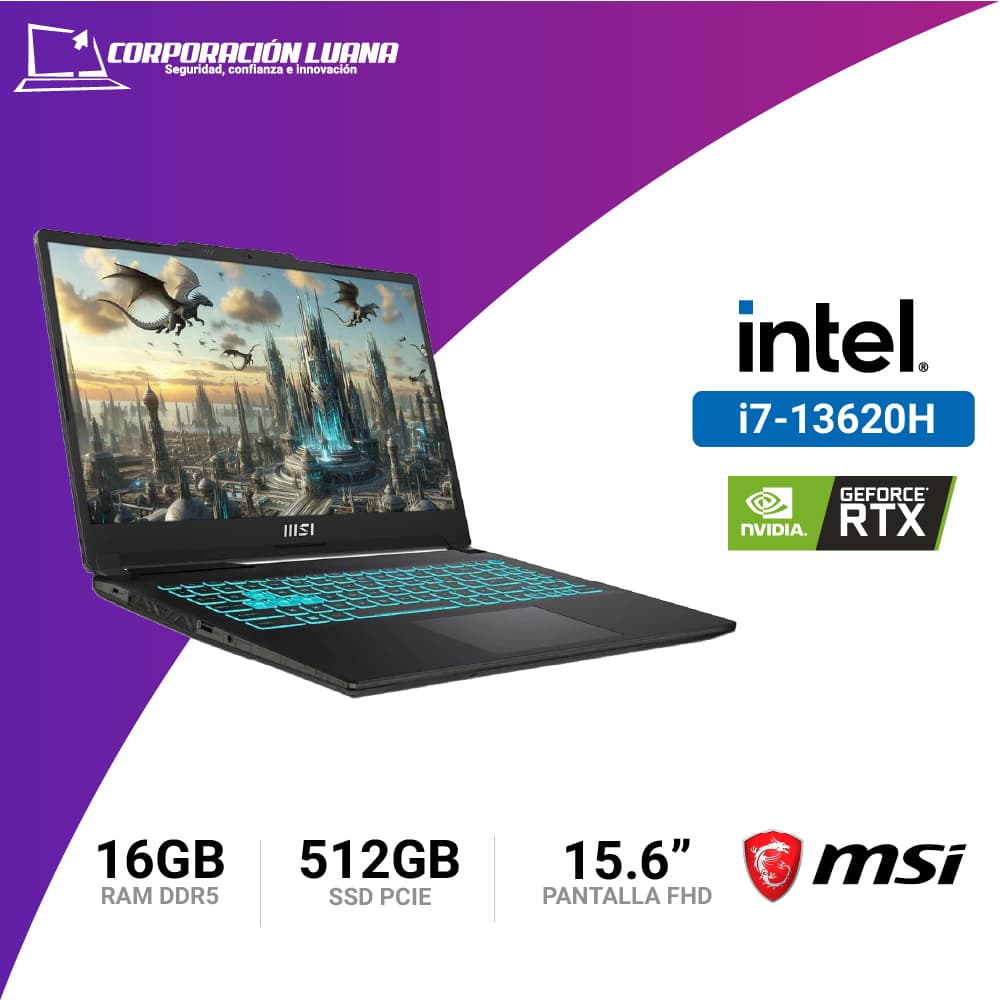Imagen de LAPTOP MSI GAMING CYBORG 15 INTEL CORE I7 13620H ( A13VFK-1490PE ) RAM 16GB DDR5 | SSD 512GB | RTX 4060 8GB | 15.6" FHD | WINDOWS 11