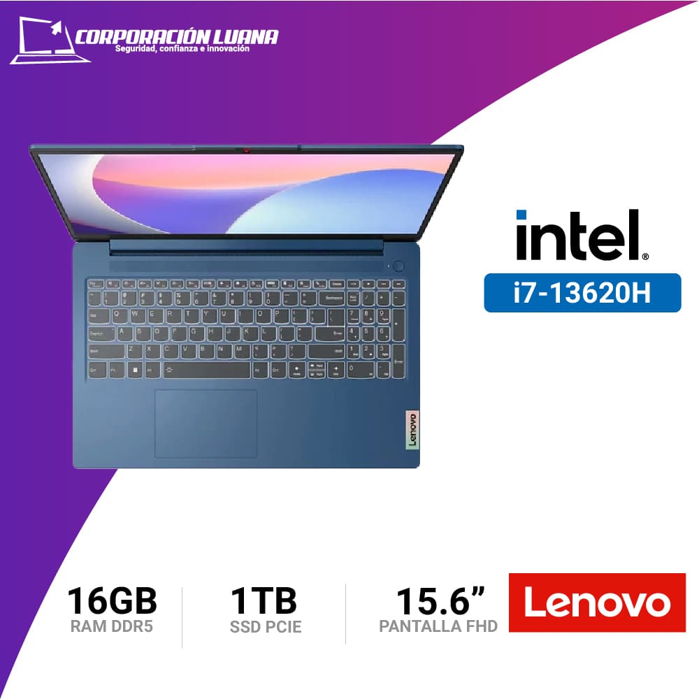 Imagen de LAPTOP LENOVO IDEAPAD SLIM3 INTEL CORE I7 13620H ( 15IRH8 83EM00ADLM ) RAM 16GB | SSD 1TB | 15.6" FHD | FREE OS