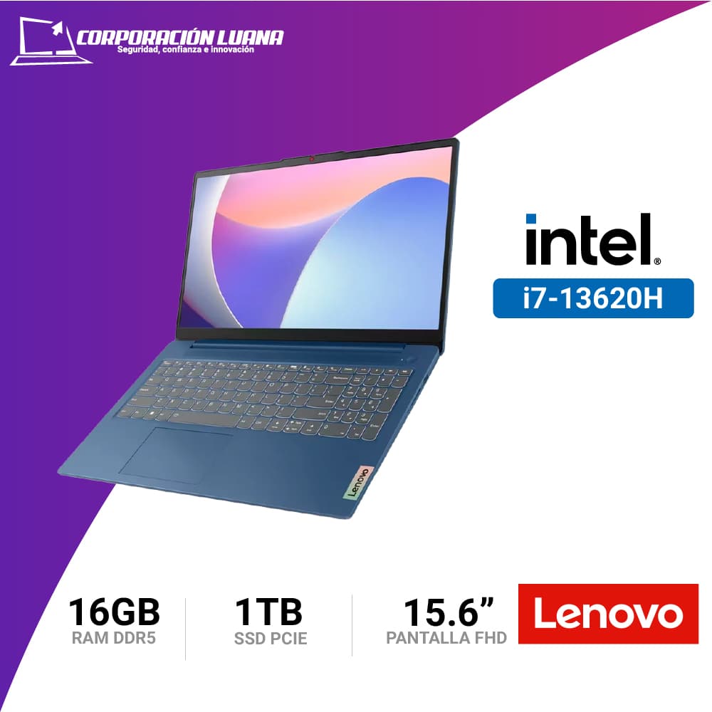 Imagen de LAPTOP LENOVO IDEAPAD SLIM3 INTEL CORE I7 13620H ( 15IRH8 83EM00ADLM ) RAM 16GB | SSD 1TB | 15.6" FHD | FREE OS