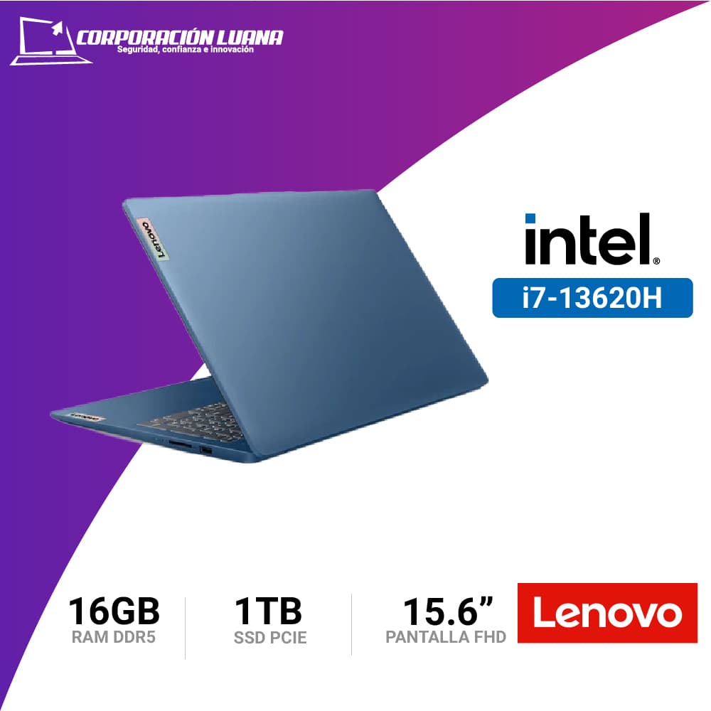 Imagen de LAPTOP LENOVO IDEAPAD SLIM3 INTEL CORE I7 13620H ( 15IRH8 83EM00ADLM ) RAM 16GB | SSD 1TB | 15.6" FHD | FREE OS