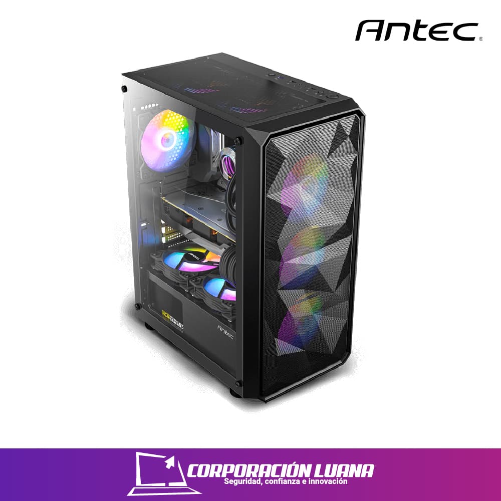 Imagen de CASE ANTEC V/TEMPLADO ( AX83 ) S/FUENTE | X4 FAN | RGB
