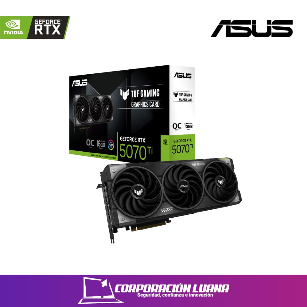 Foto del producto TARJETA DE VIDEO ASUS TUF GAMING RTX 5070 ( TUF-RTX5070-012G-GAMING ) DLSS4 | 12GB GDDR7 | X3 FANES