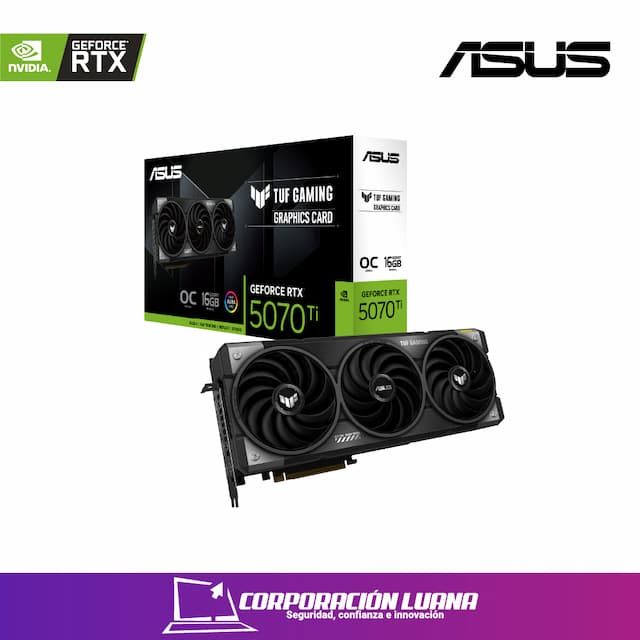 TARJETA DE VIDEO ASUS TUF GAMING RTX 5070 ( TUF-RTX5070-012G-GAMING ) DLSS4 | 12GB GDDR7 | X3 FANES