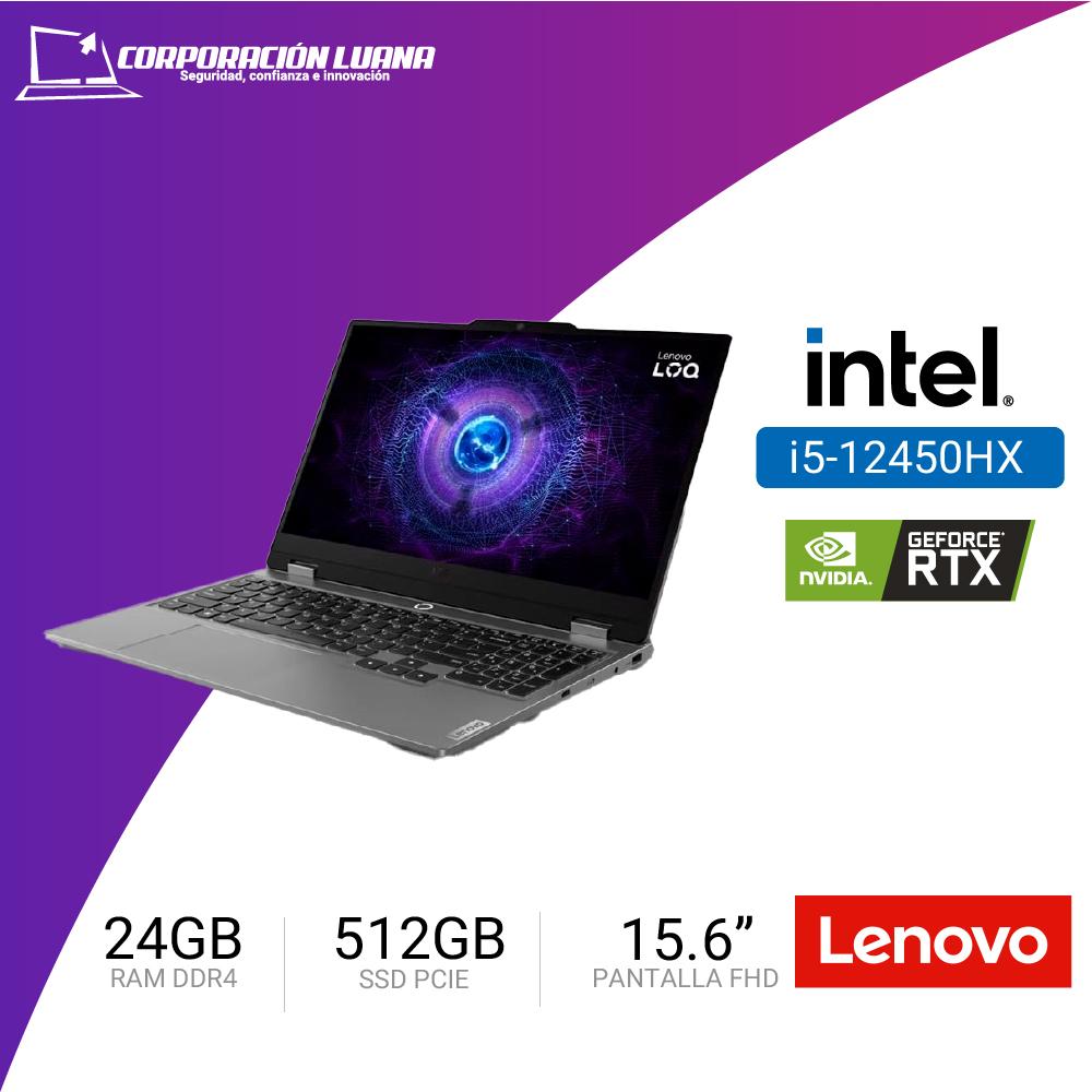 LAPTOP LENOVO LOQ 15IAX9 INTEL CORE I5 12450HX ( 83GS00EQLM  ) RAM 24 GB | SSD 512GB | RTX 3050 6GB | 15.6" FHD | LUNA GRAY | FREE OS