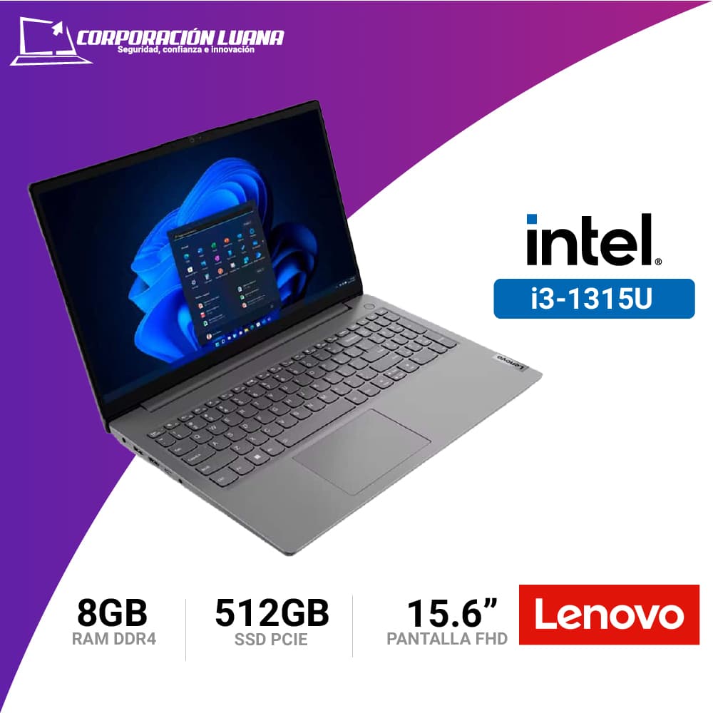 Imagen de LAPTOP LENOVO V15 INTEL CORE I3 1315U ( NT070LEN04 ) RAM 8GB | SSD 512GB | 15.6" FHD | INTEGRADA | FREE OS