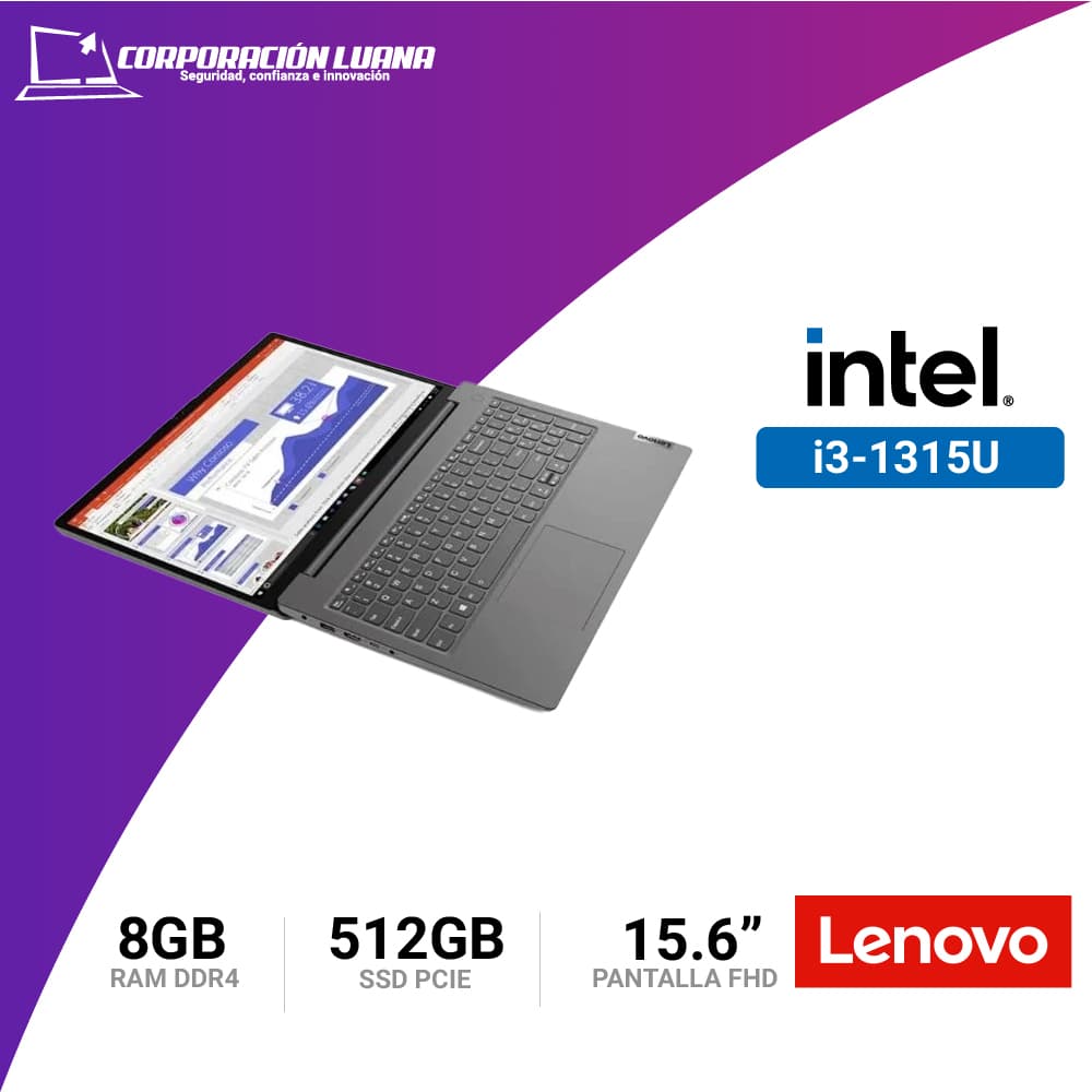 Imagen de LAPTOP LENOVO V15 INTEL CORE I3 1315U ( NT070LEN04 ) RAM 8GB | SSD 512GB | 15.6" FHD | INTEGRADA | FREE OS