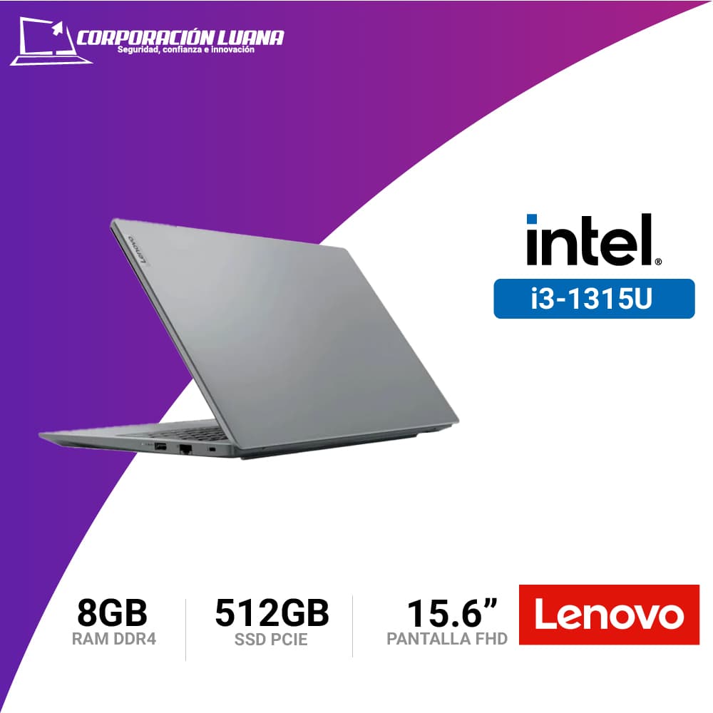 Imagen de LAPTOP LENOVO V15 INTEL CORE I3 1315U ( NT070LEN04 ) RAM 8GB | SSD 512GB | 15.6" FHD | INTEGRADA | FREE OS